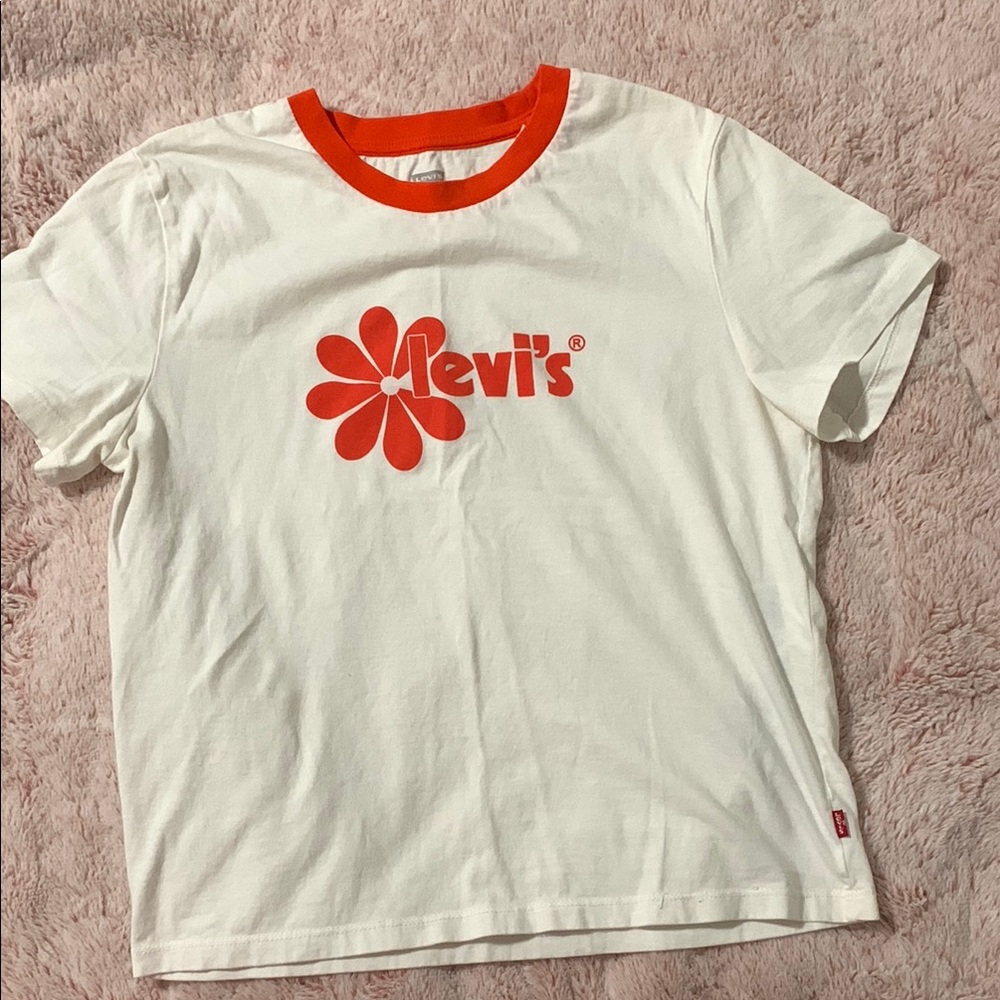 Levi's White and Red Logo T-Shirt size XS